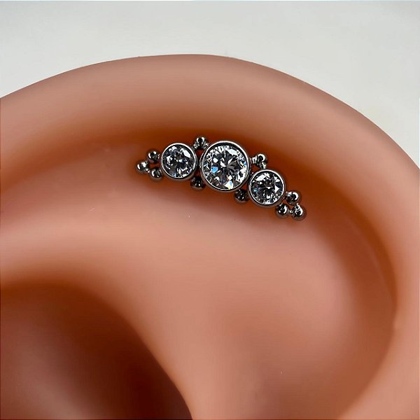 3 PEDRAS C/ ZIRCONIA E 10 ESFERAS COD:232