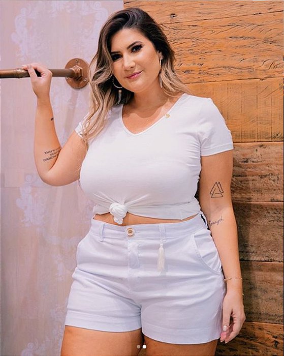 Short branco plus size Clearance