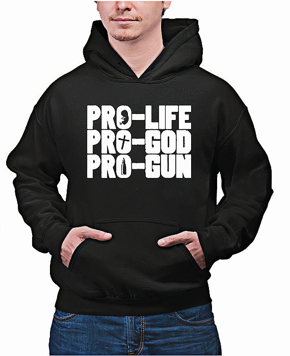 Moletom Canguru Pro-Life-God-Gun