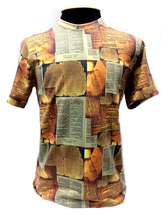 CAMISETA MALHA MASCULINA_Gola C_Modelo: LA BIBLIA cor Old