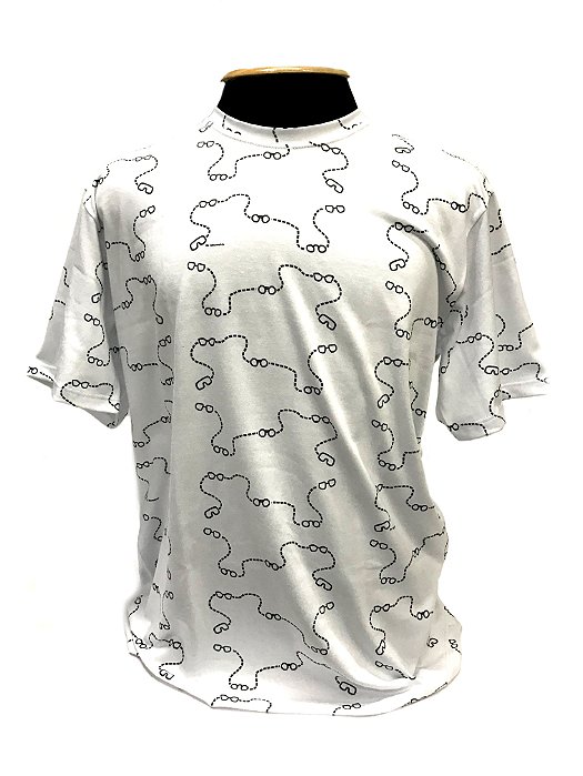 CAMISETA MALHA MASCULINA_Gola V_Modelo:  ALINHAVO cor Branco