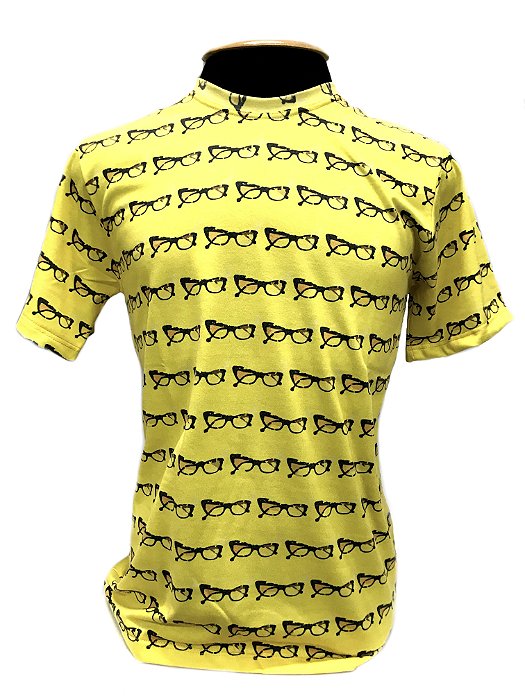 CAMISETA MALHA MASCULINA_Gola V_Modelo:  ESSE GATO cor Amarelo