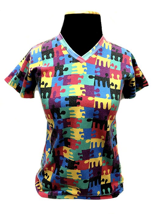 CAMISETA MALHA BABY LOOK Feminino _Gola C_Modelo: QUEBRA-CABEÇA cor Positivo