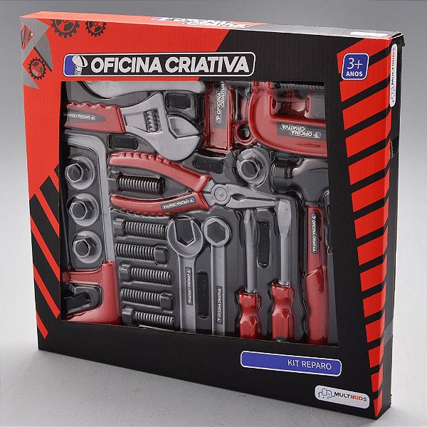 Oficina Criativa Kit Reparo com 10 Ferramentas e Acessórios