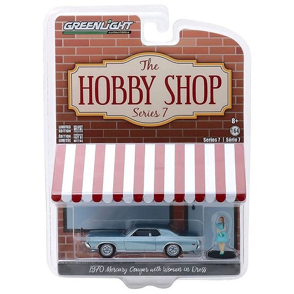 Carro Greenlight The Hobby Shop - Mercury Cougar 1970 With Woman In Dress - Escala 1/64