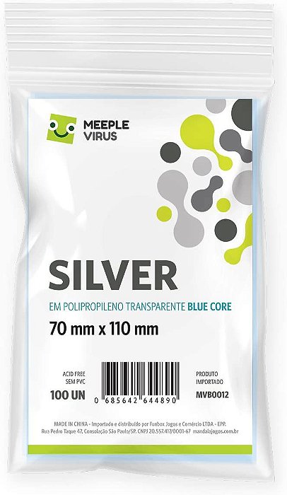 Sleeves Silver (70x110mm) Blue Core - Meeple Virus