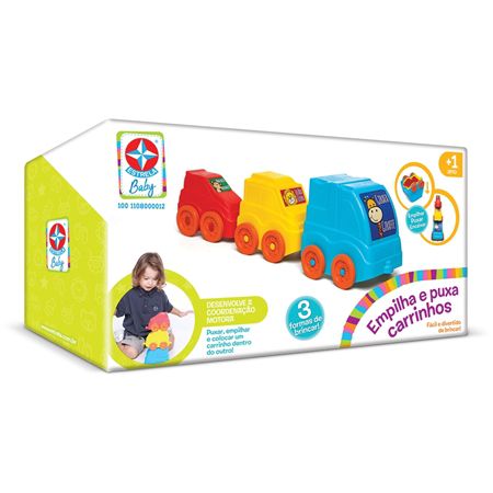 Brinquedos Estrela Empilha e Puxa Carrinhos, Multicolorido