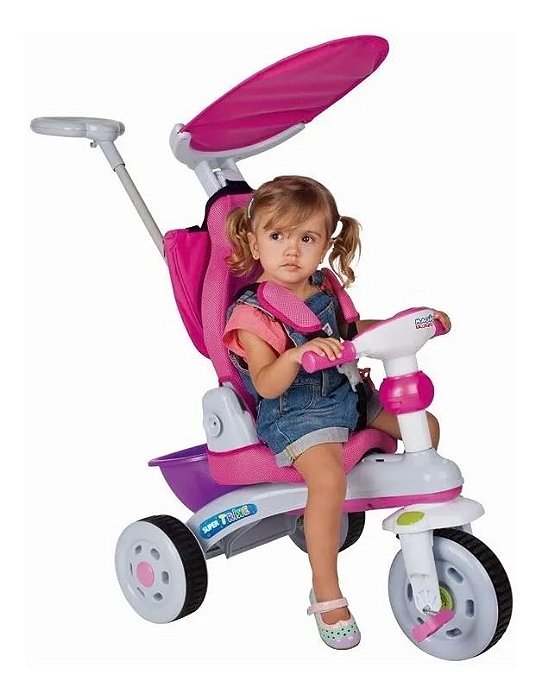 Triciclo Super Trike Reclinável 3 Pos. Rosa - Magic Toys