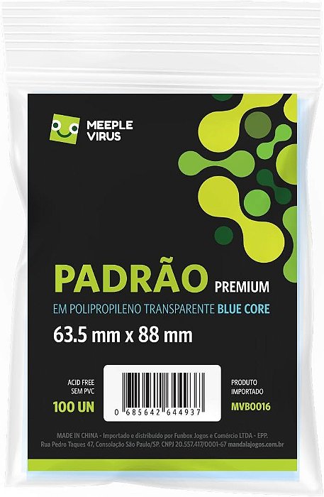 Sleeves PADRÃO 63,5 x 88mm (Blue Core) Premium