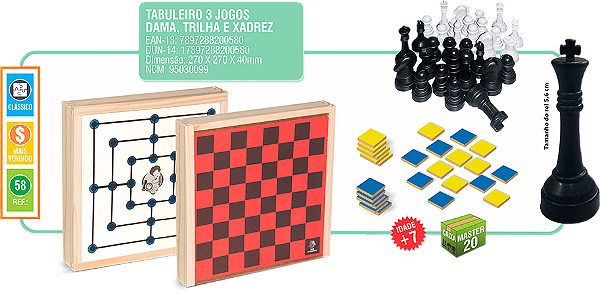 Jogo - Dama Xadrez e Trilha Iob