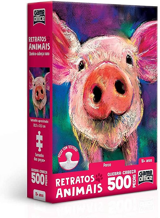 Quebra-cabeça 500 Peças Retratos Animais  Porco   nano