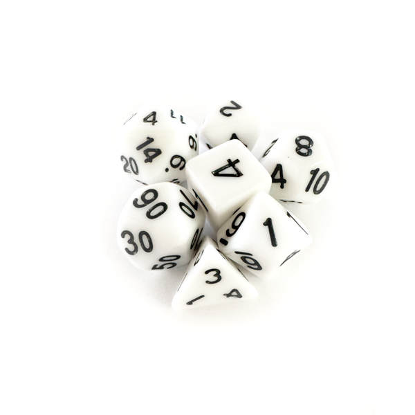 Dados RPG: Opaco Branco e Preto Central Dice