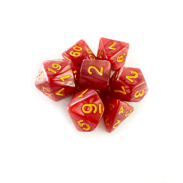 Dados RPG: Perolado Vermelho e Dourado Central Dice