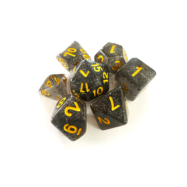 Dados RPG: Glitter Fumaca e Dourado Central Dice