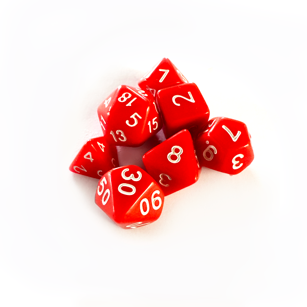 Dados RPG: Opaco Vermelho e Branco Central Dice