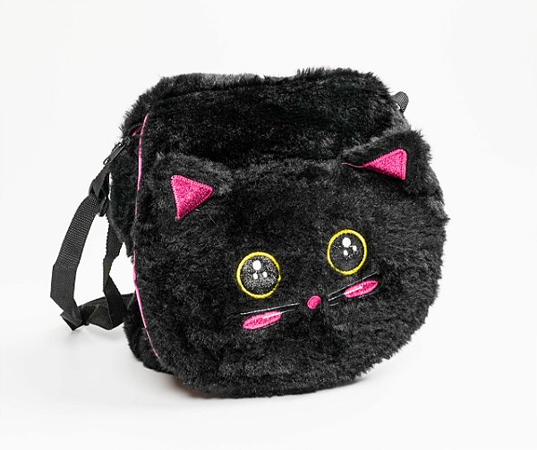 Bolsa Escolar Pelúcia Gatinho Preto