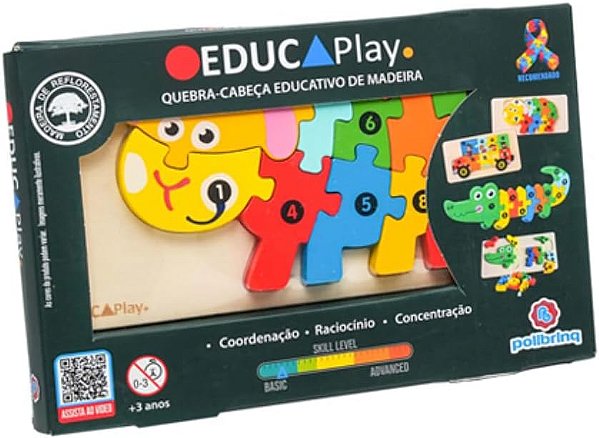 Educaplay Quebra Cabeca Madeira Formas Ovelha Polibrinq