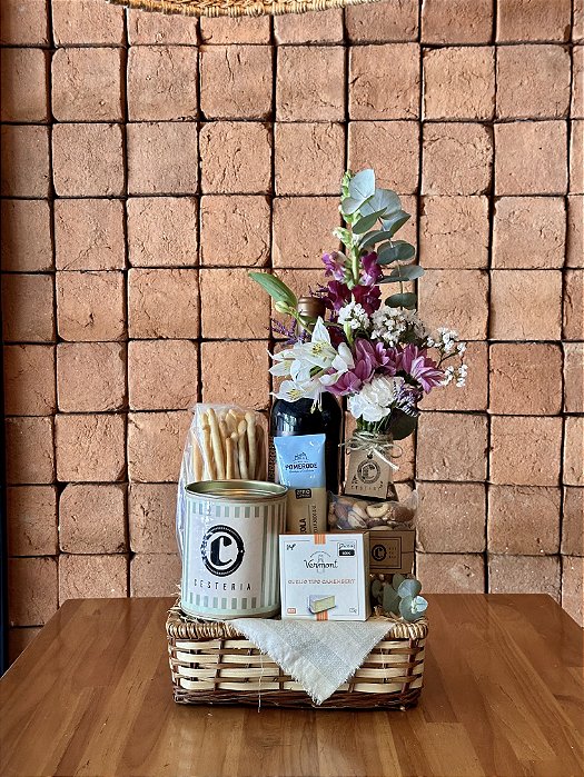 Cesta Vinho e Bites de Brownie