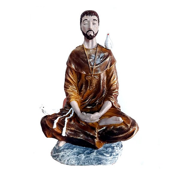 Estátua São Francisco de Assis Meditando - 21 cm