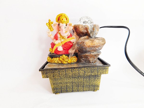 Fonte de Água Decorativa com cristal - Ganesha - 16 cm