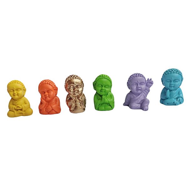 6 estatuas mini buda colorido