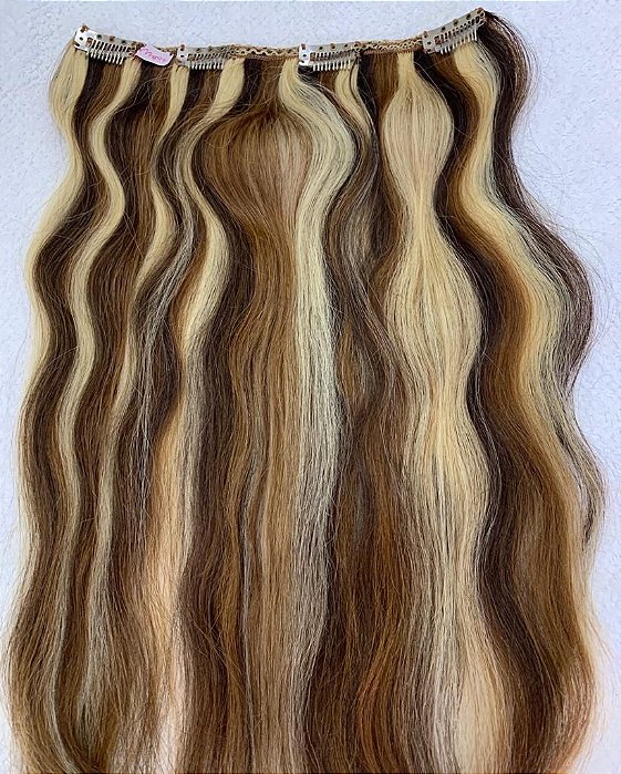 Mega Hair Tic Tac Mispira Ondulado Cor 6 4 Mechas Loiro