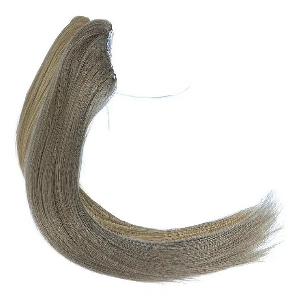 Aplique Rabo De Cavalo Cabelo Humano Loiro Acinzentado #18 - 50cm