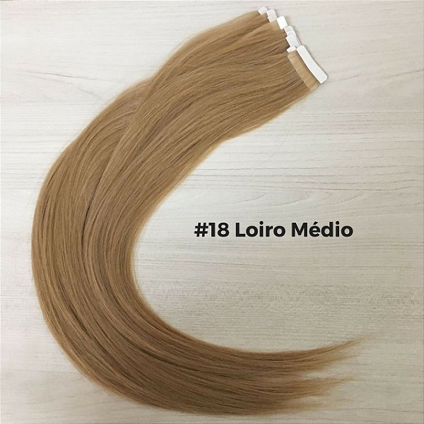 Mega Hair Fita Adesiva Loiro Médio 4 mechas - 50cm