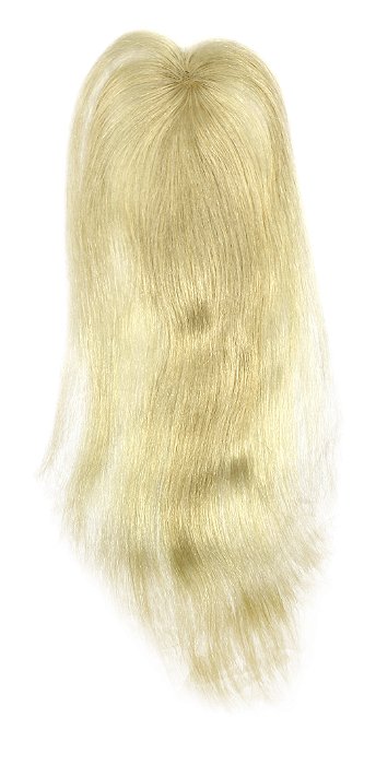 Aplique Topo Cabelo Humano #60 Loiro Platinado 30 Cm