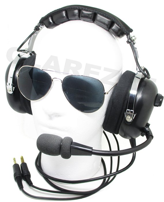 Fone Headset aeronáutico para piloto de avião aluno de aviação ou passageiro com abafadores em GEL + Capas