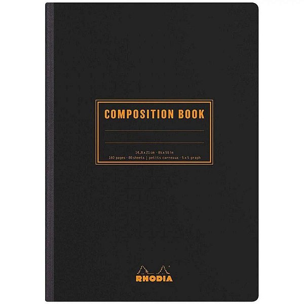 Composition Book Rhodia Capa Preta - A5 80F