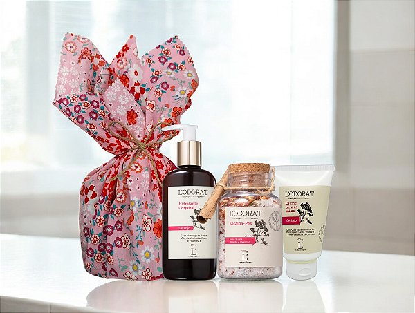 Kit Presente - Gerânio - Lenço estampado