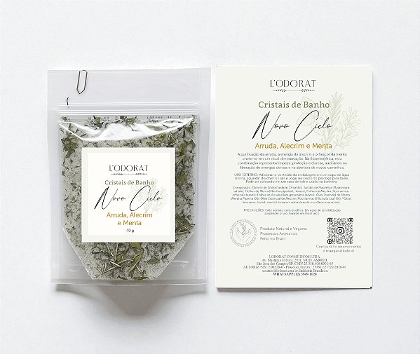 Cristais de Banho - Novo Ciclo - Arruda, Alecrim e Menta Sachê 40 g