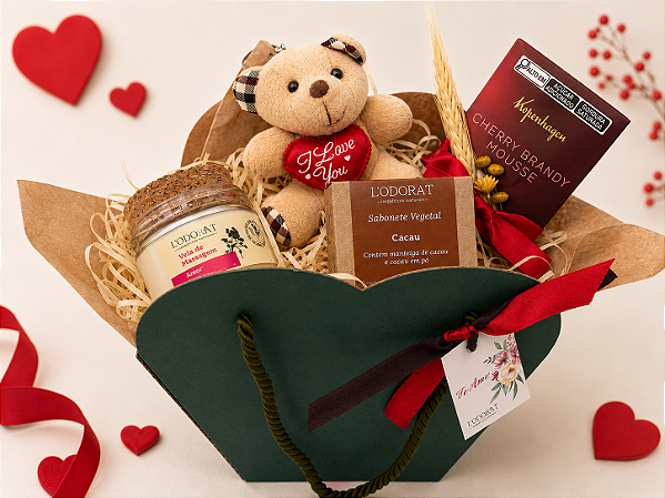 Kit Dia dos Namorados - Vela de Massagem, Chocolate e Sabonete