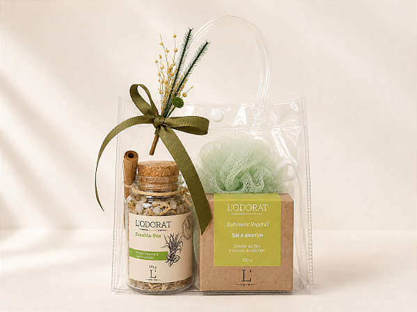Kit Spa Energizante L’Odorat – Escalda-Pés, Sabonete Artesanal e Esponja