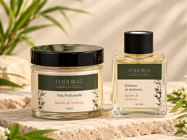 Kit Casa Perfumada Bambu & Verbena – Difusor + Vela Perfumada