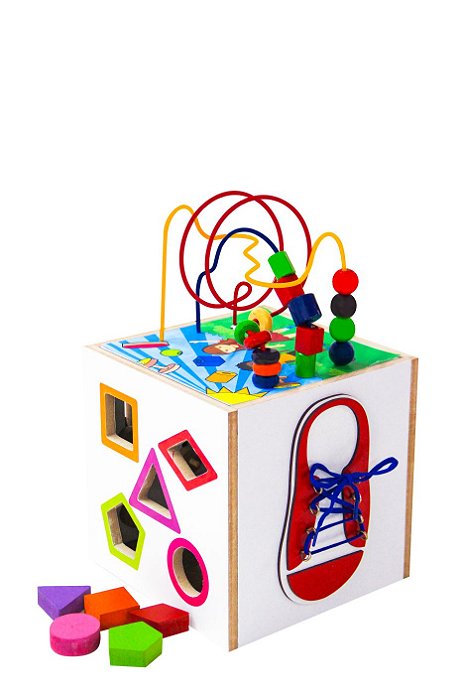 Brinquedo Pedagógico Painel Psicomotor Aramado Cubo