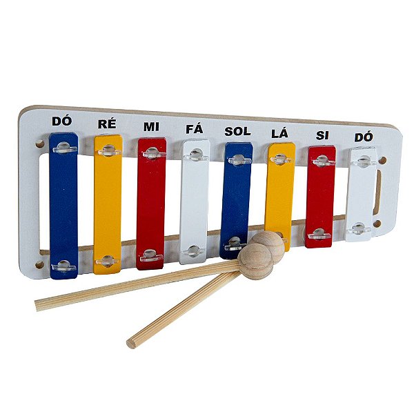 Xilofone Infantil Colorido De Barras Mdf Aluminio 8 Tons