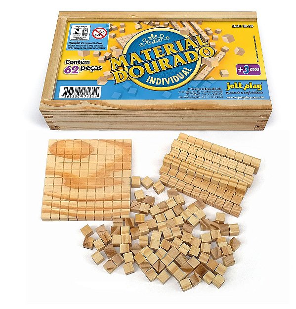 Brinquedo Educativo Material Dourado Individual 62 Peças Madeira