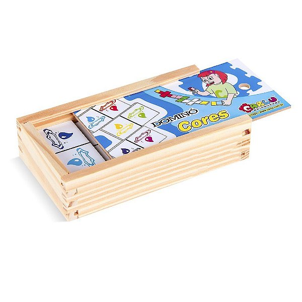Brinquedo Educativo Dominó Cores Em Mdf Com 28 Peças