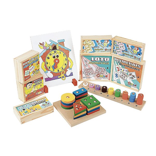 Brinquedo Educativo Maleta Baú Habilidades Matemática 10 Jogos Mdf