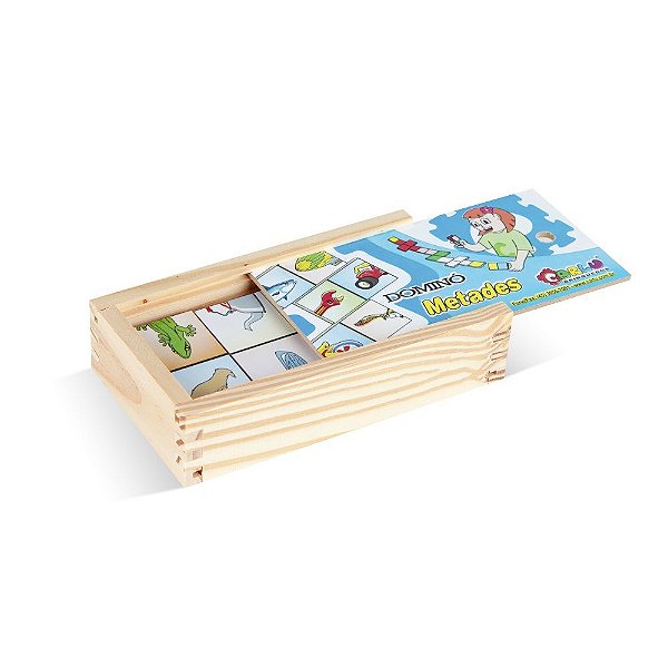Brinquedo Educativo Dominó Metades Em Mdf Com 28 Peças