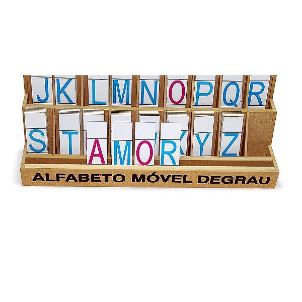 Jogo Educativo Alfabeto Móvel Degrau Com 130 Letras Mdf