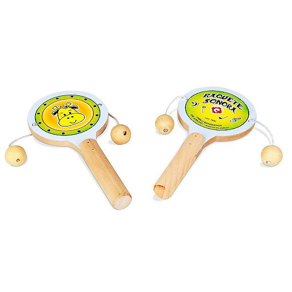 Brinquedo Educativo Musicalização Raquete Sonora 1 Par Em Mdf
