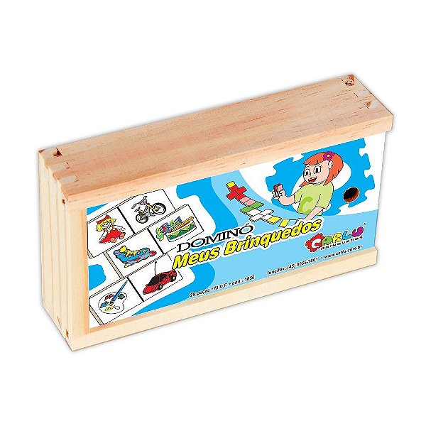 FL - Brinquedo Educativo Dominó Meus Brinquedos Em Mdf Com 28 Peças