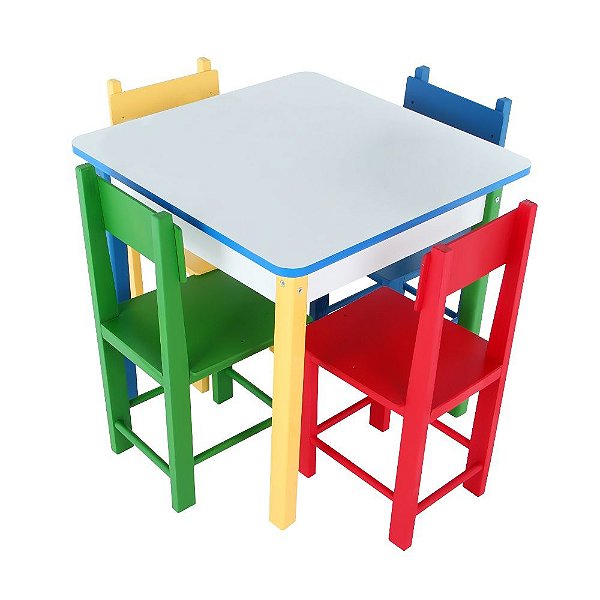 Mesa Com 4 Cadeiras De Madeira- Mad. E Mdf - Cx. Papelao