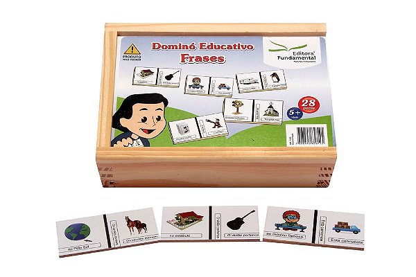 Brinquedo Educativo Domino Frases Jogo Com 28 Peças MDF