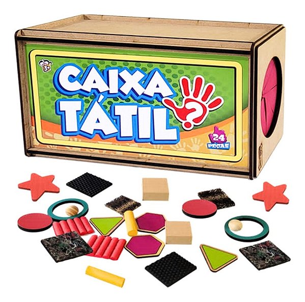 Caixa Tátil Madeira 24 Peças Desenvolvimento Motor Infantil