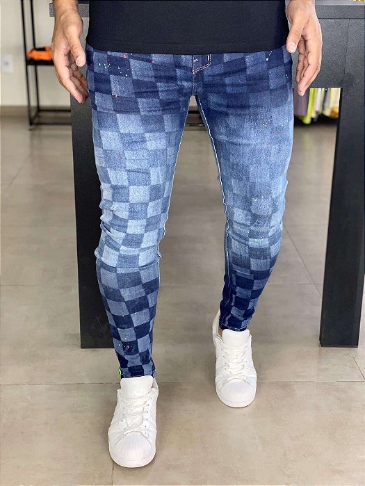 Calça Jeans Super Skinny Checkered - John Jones