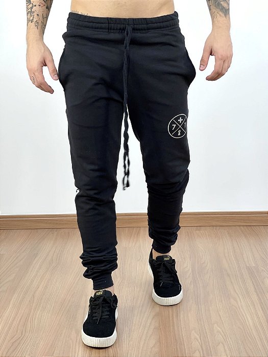 Calça Moletinho Preto Holographic - Mais 71